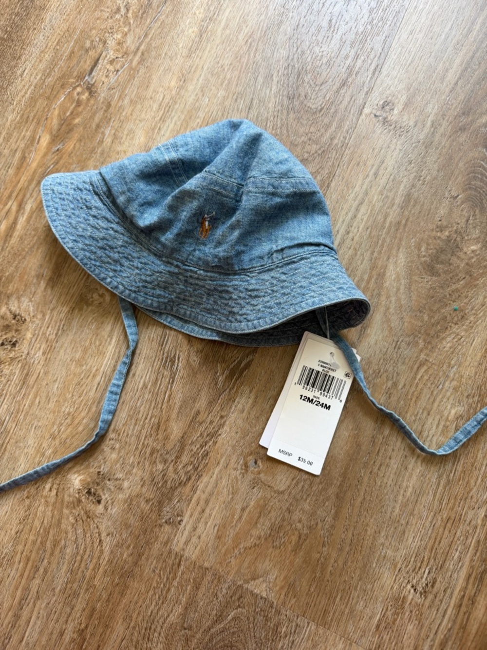 Polo by Ralph Lauren Denim-Style Baby Bucket Hat with Chin Ties